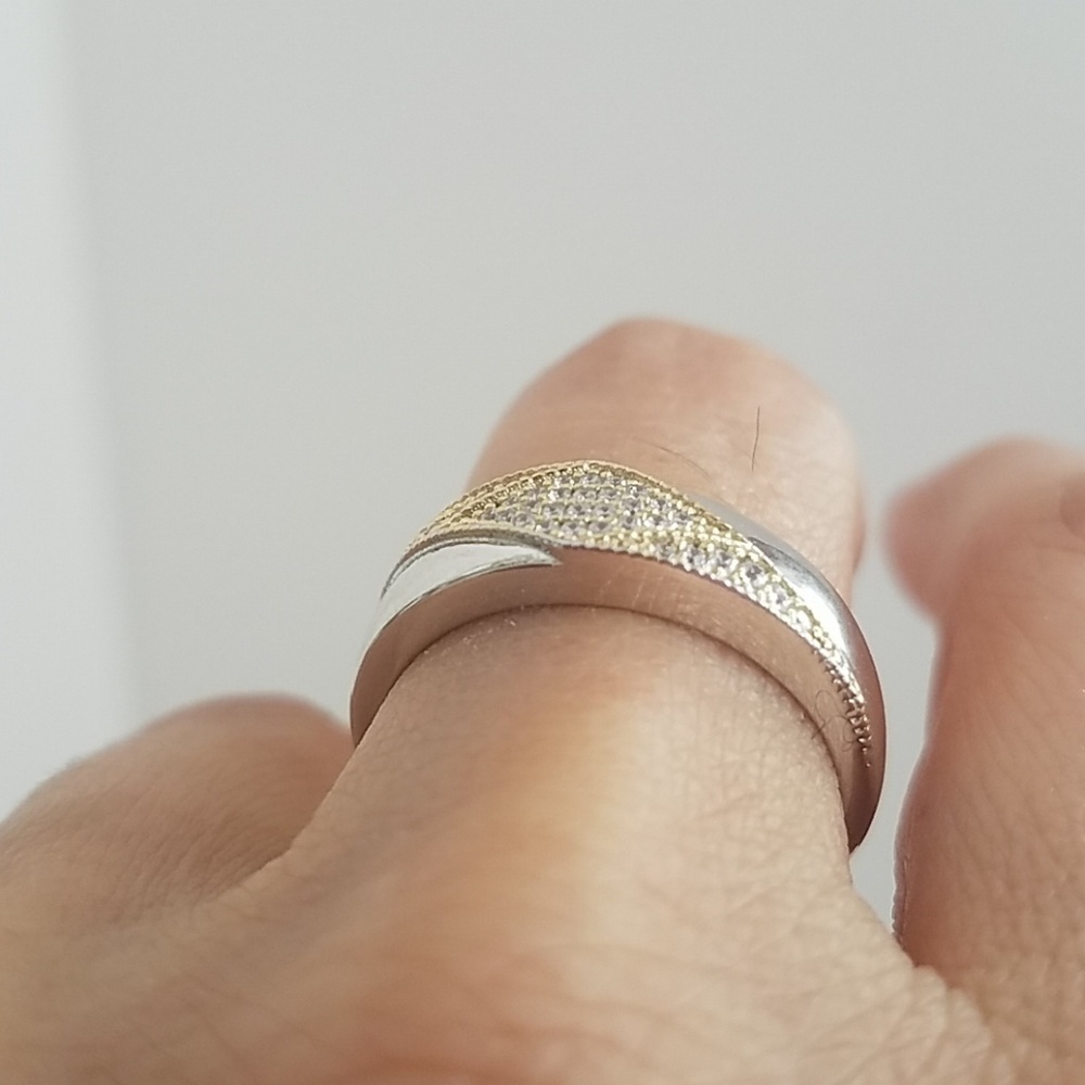 Mens 6mm Wedding Band CZ Ring size 9 - Picture 3 of 7